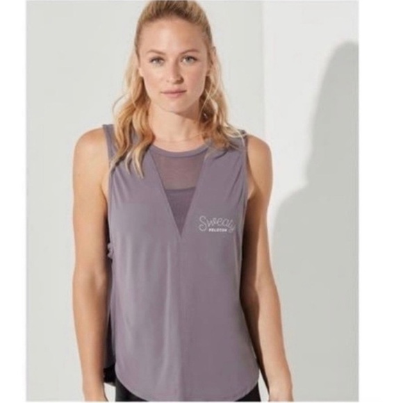 Glyder x Peloton Sweaty Mesh Side Strap Lavender Tank Top - Picture 1 of 7